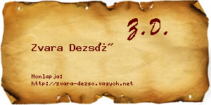 Zvara Dezső névjegykártya